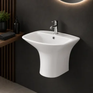 GRAND Wall Mounted Ceramic Wash Basin – White