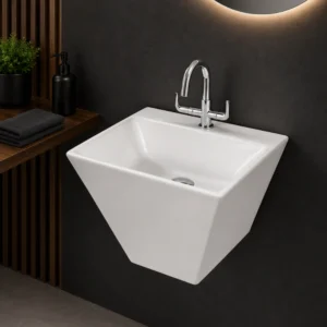 METIX Wall Mounted Ceramic Wash Basin – White