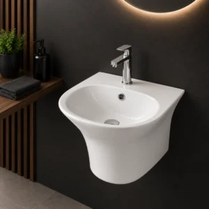ROMAN Wall Mounted Ceramic Wash Basin – White