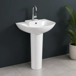Selina Ceramic Pedestal Wash Basin – Slim & Elegant Design