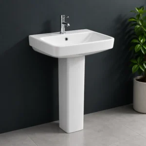 Adel Ceramic Pedestal Wash Basin – Wide Modern Comfort Design