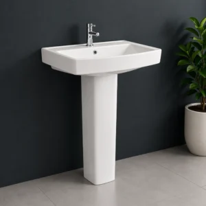 Loras Ceramic Pedestal Wash Basin – Stylish Rectangular Design