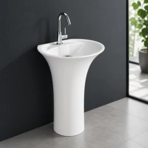 BENTLEY Ceramic Pedestal Wash Basin – White