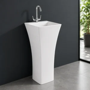 FERRARI Ceramic Pedestal Wash Basin – White