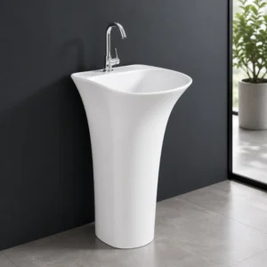 PORSCHE Ceramic Pedestal Wash Basin – White