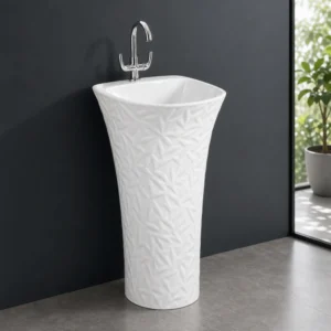 PORSCHE-Z Designer Ceramic Pedestal Wash Basin – White