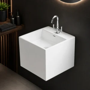 LIRIX Wall Mounted Ceramic Wash Basin – White