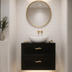 Lam24 24” Wall Hung Black Bathroom Vanity