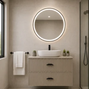 BJ5 32” Wall Hung Beige Bathroom Vanity