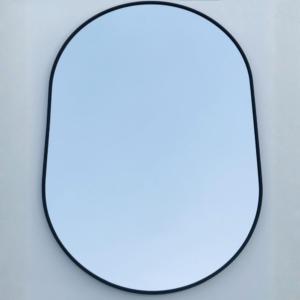 Modern Oval Black Frame Bathroom Mirror | ALM-08 | 60x90 cm