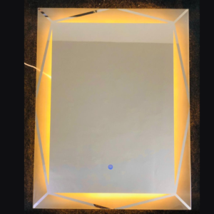 Modern Geometric 3 Colors LED Bathroom Mirror | L28 Vertical | 80x60 cm