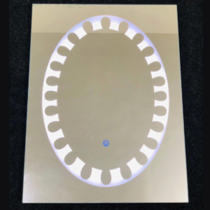 Modern Oval Pattern 3 Colors LED Bathroom Mirror | L01 Vertical | 60x45 cm