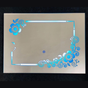 Designer Floral LED Bathroom Mirror | L09 Horizontal | 3 Colors LED | 45x60 cm