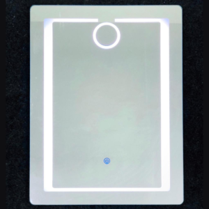 Minimalist LED Bathroom Mirror with Circular Accent | L11 Vertical | 3 Colors LED | 45x60 cm