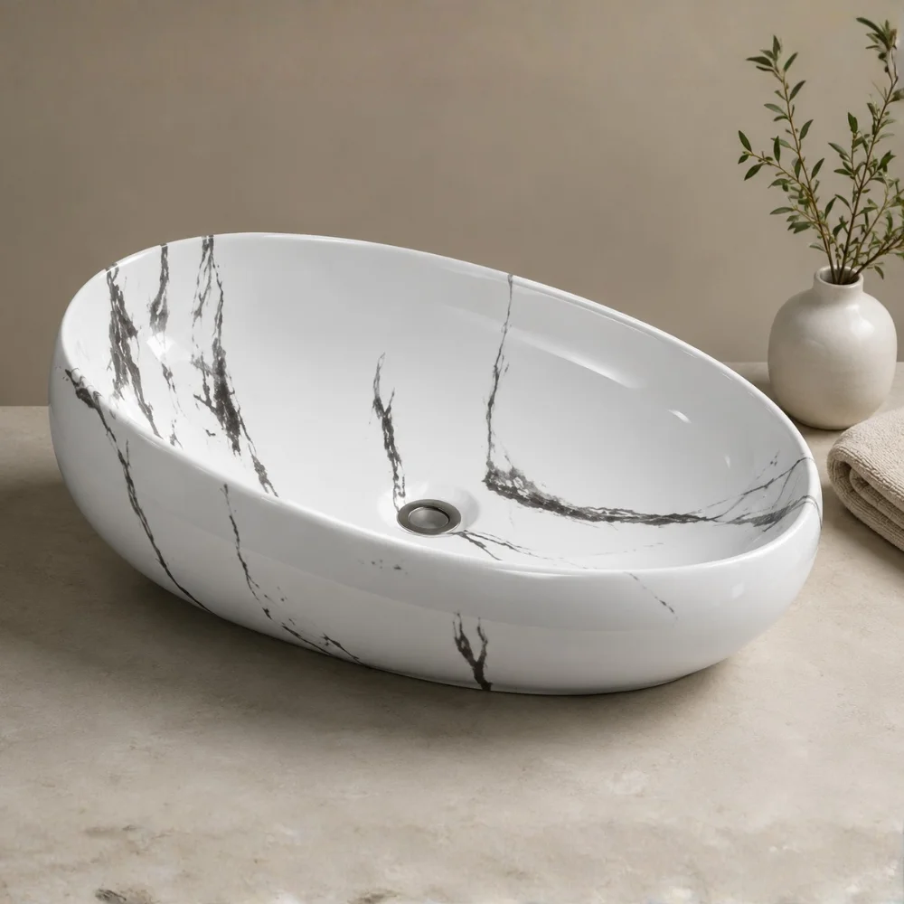 Baath Jewel Marble Luxe Glossy Basin – MS-2510