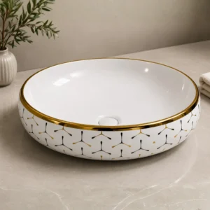 Baath Jewel Aurelia Gold Pattern Basin – MO-2105-G10