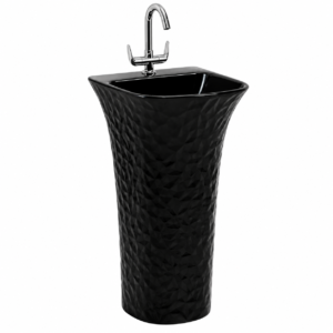 Porsche-Z Black Glossy Wash Basin (Pedestal Basin)