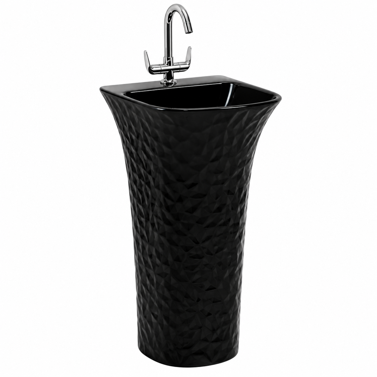Porsche-Z Black Glossy Wash Basin (Pedestal Basin)