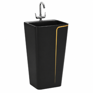 Tesla Royal Black Glossy Wash Basin (Pedestal Basin)