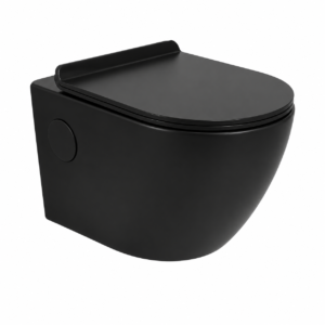 Angel Black Matt Rimless Wall-Hung WC