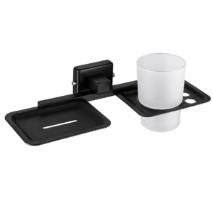EB-808 Matte Black Stainless Steel Soap Dish with Tumbler Holder