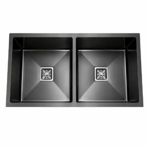 Under Mounted Double Bowl Kitchen Sink (Black) (37" × 18" × 10")