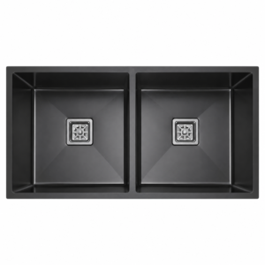 Under Mounted Double Bowl Kitchen Sink (Black) (45" × 20" × 10")
