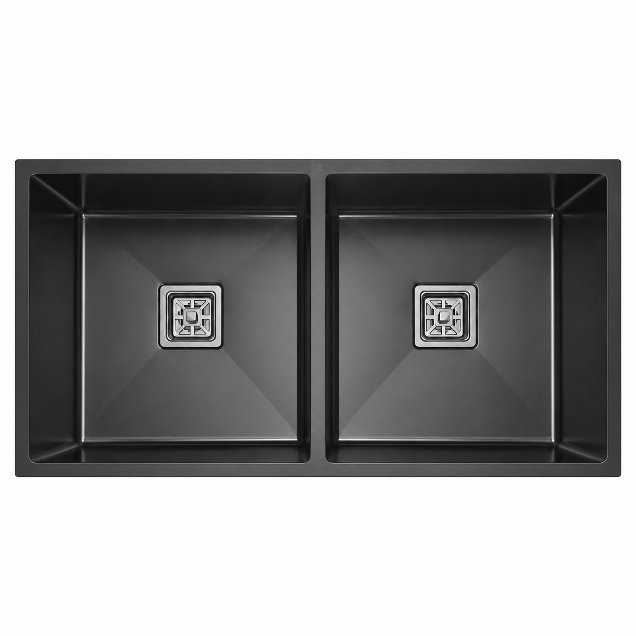Under Mounted Double Bowl Kitchen Sink (Black) (45" × 20" × 10")