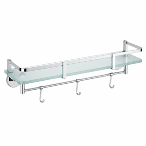 Glass Shelf with Towel Bar & Hooks (CP Finish)
